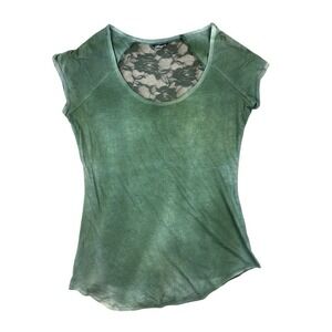 Wallflower Green Knit Top XL NWT Sheer‎ Mesh Back Short Sleeve Special Dye Boho